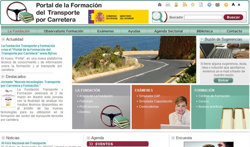 Un vistazo a la web de la Fundación Transporte y Formación 